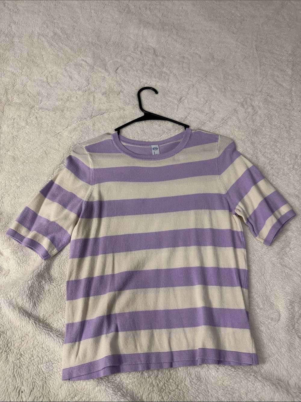 Kids Lavender & Cream Striped Short Sleeve Top